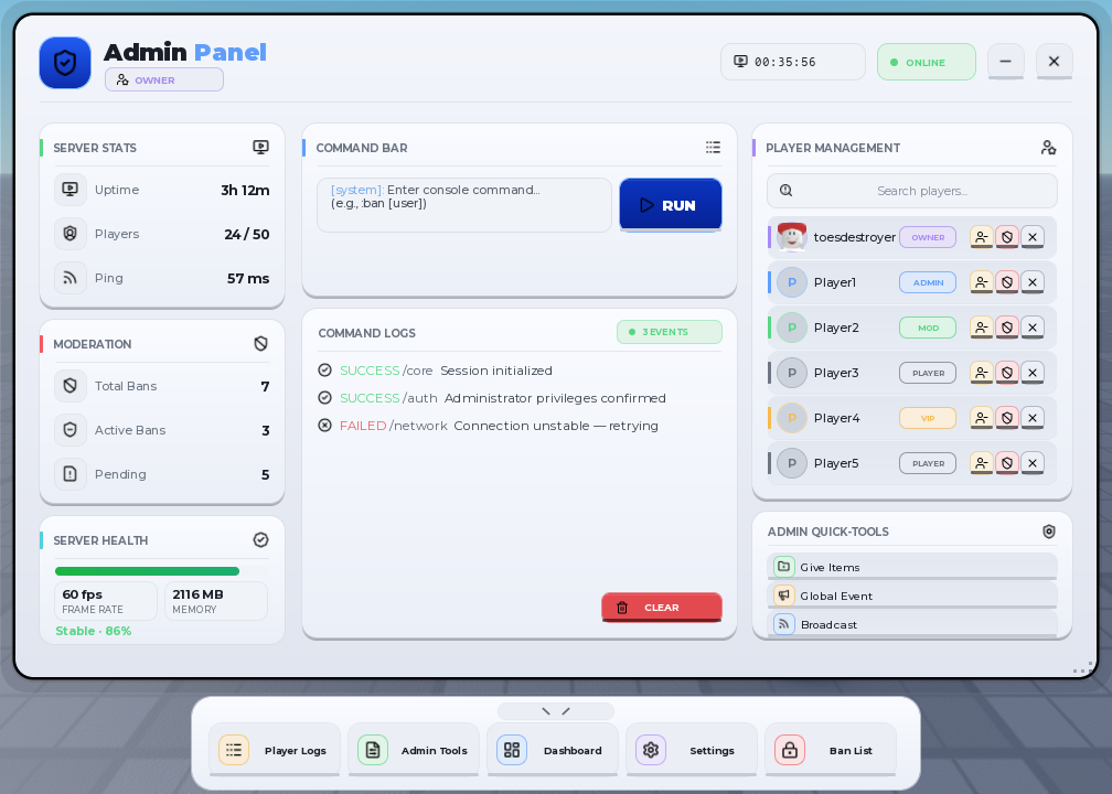 Admin Panel Light Mode