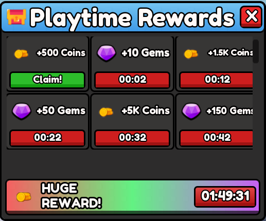 Playtime Rewards Interface